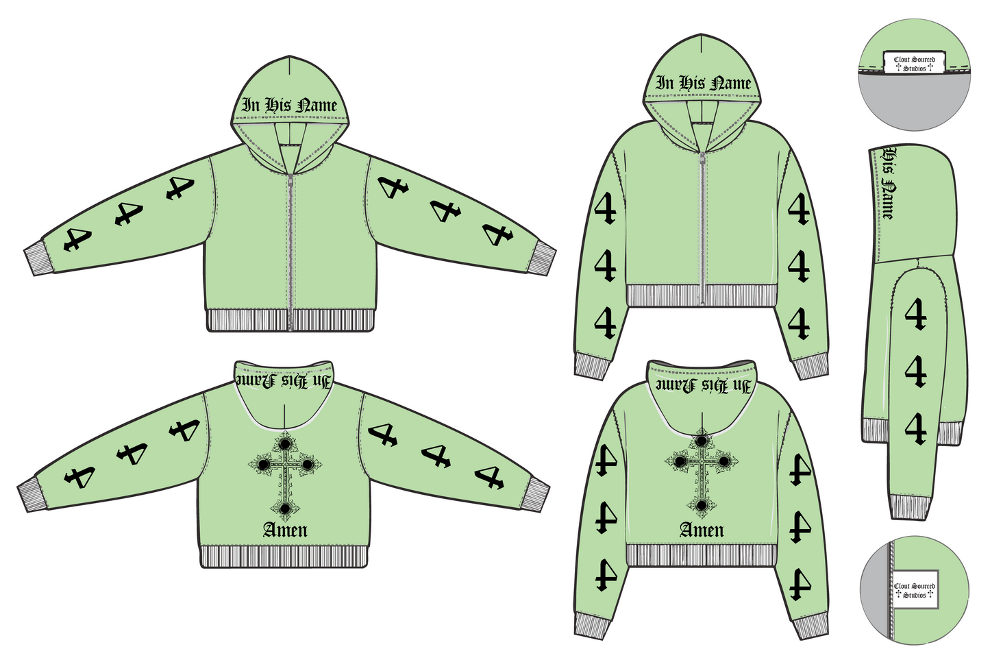 444 Covered in His Protection — Zip-Up Hoodie